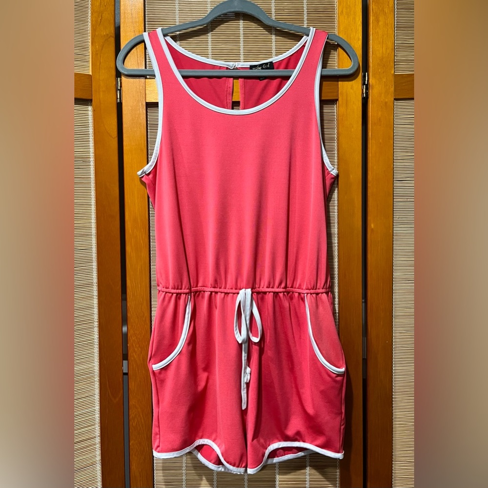 Peachy Girl retro 70’s pink romper, size M